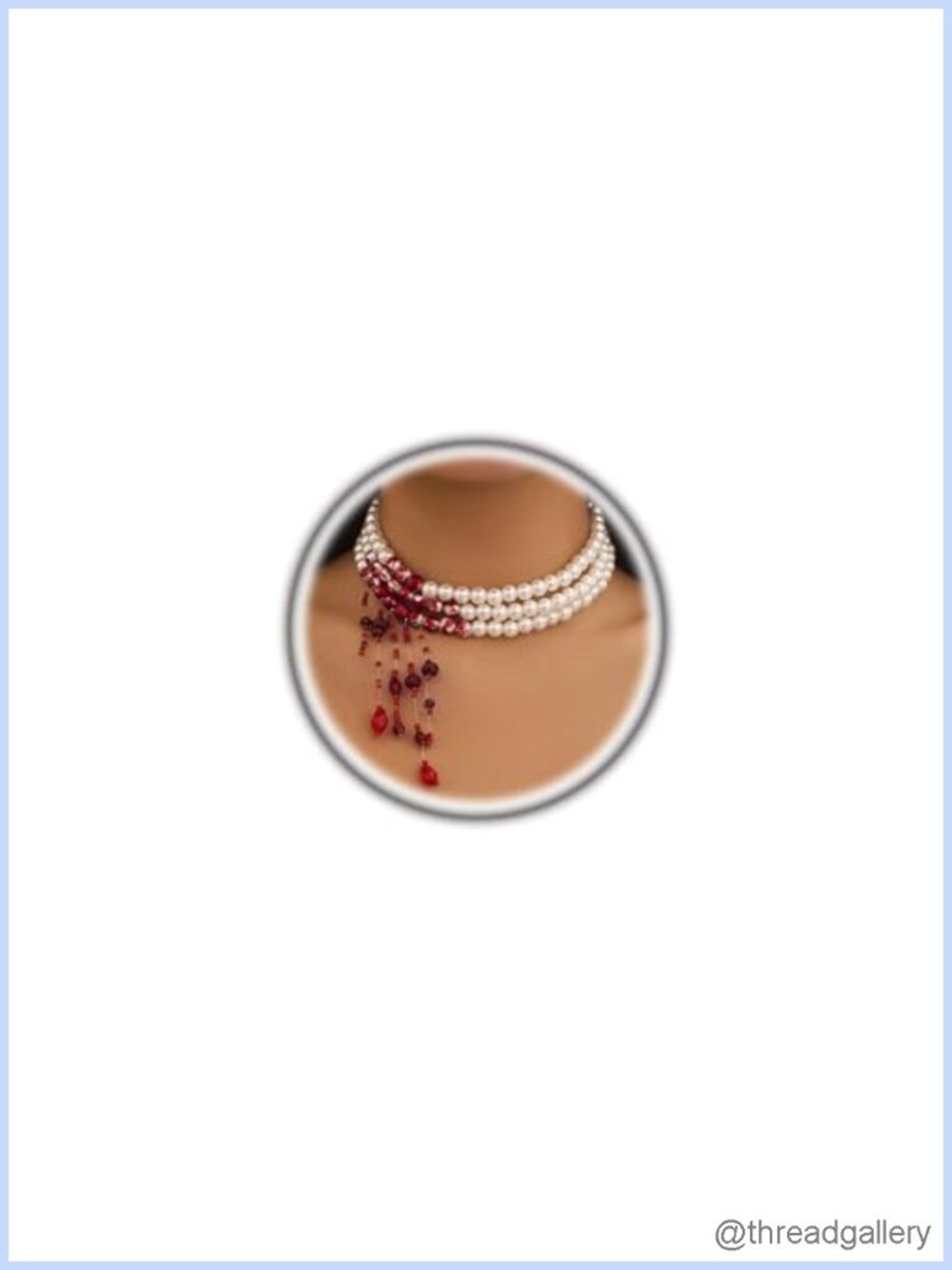 Gothic Pearl Choker Necklace Multilayer Blood Drop Halloween Costume Jewelry